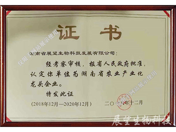 龍頭企業(yè)證書